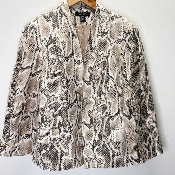 Louben Open Front Snake Printed Blazer Sz 12 - Picture 1 of 7